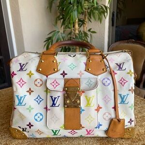 Louis Vuitton 2006 Monogram Multi Speedy 30 Handbag White M92643 one owner W key